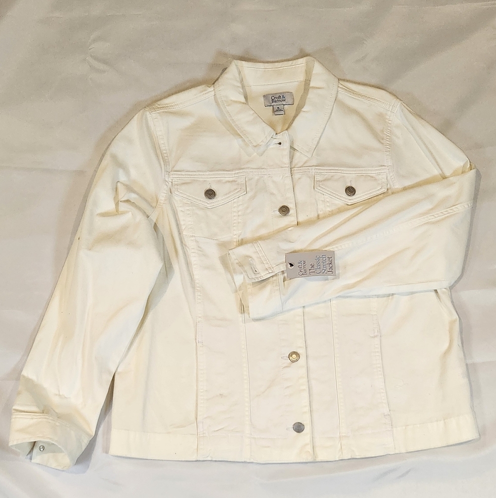 Croft & Barrow Women's cotton blend button front faux denim jacket size XL
